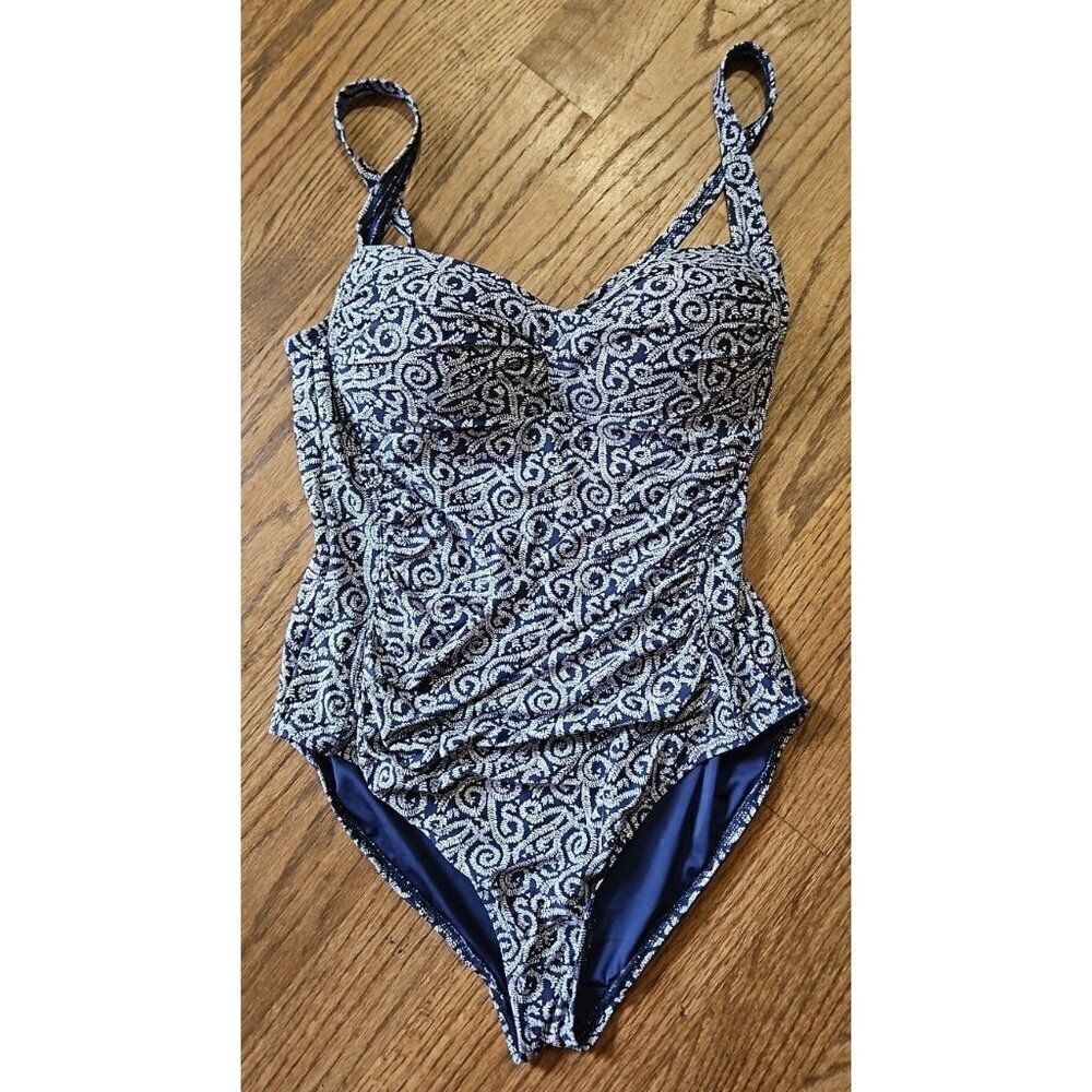 NIP TUCK Slimming Ruched Joanne Twist One Piece Bathingsuit Women's Size 10